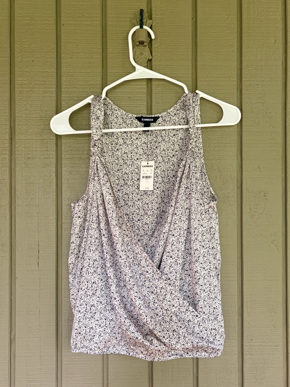 NWT Express Women's Speckled Faux Wrap Tank Top Blouse Size Large L